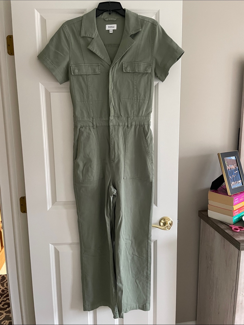 Pistol Short-Sleeve Utility Jumpsuit in Sage